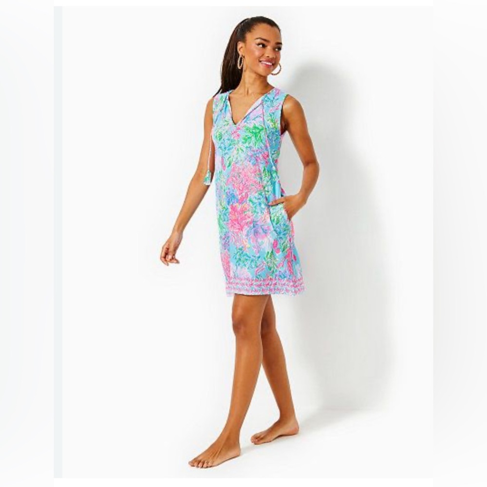 LIKE NEW🪷Lilly Pulitzer🪷Johana Swim Cover-Up Cestra blue Cay To My Heart - Picture 2 of 16